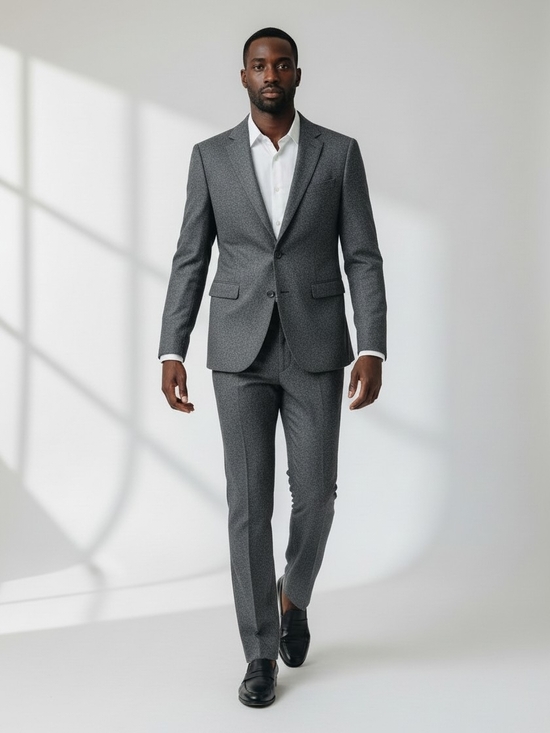 Calvin Klein Other - Calvin Klein Charcoal Melange Wool Suit Made in Italy Unfinished Hem 2 Piece 40R